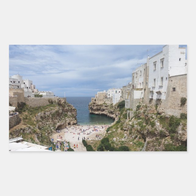 Adesivo Retangular Polignano a Mare City — vinheta retangular de prai (Frente)