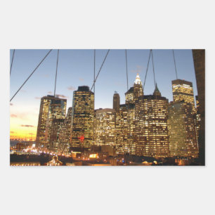 Adesivo Retangular Ponte de Brooklyn ao Crepúsculo com Manhattan Skyl