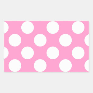 Adesivo Retangular Pontos Polka Rosa e Branco