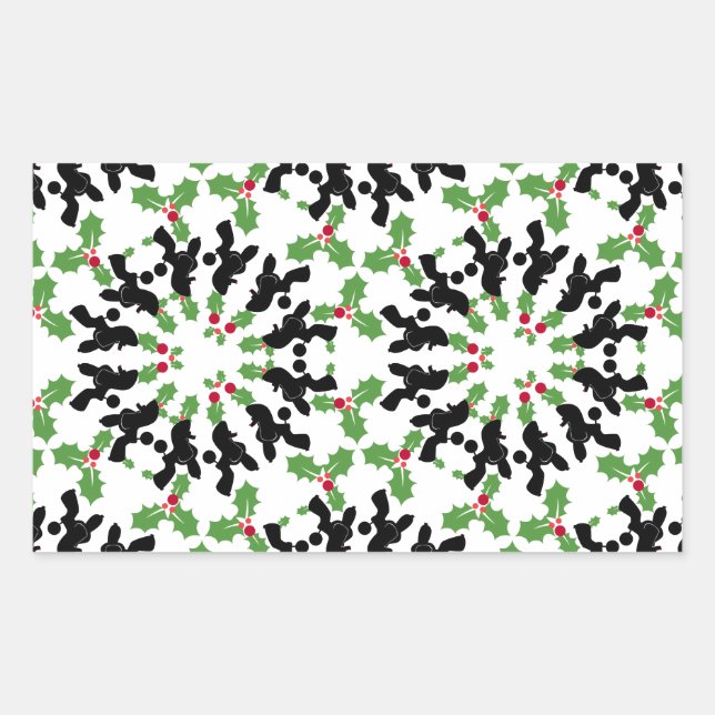 Adesivo Retangular Poodle Padrão de Natal (Frente)