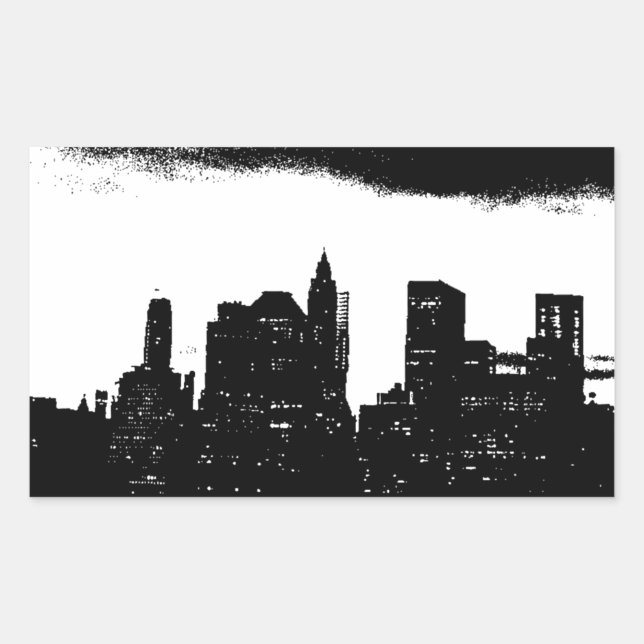 Adesivo Retangular Pop Art Black White NYC Nova Iorque (Frente)