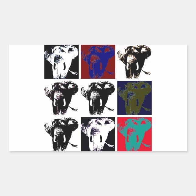 Adesivo Retangular Pop Art Elephants (Frente)