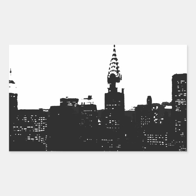 Adesivo Retangular Pop Art New York Silhouette (Frente)