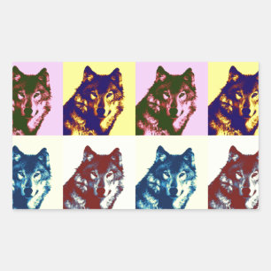 Adesivo Retangular Pop Art Wolf