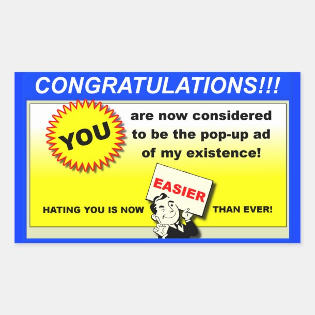 Adesivo Retangular Pop Da Minha Vida Engraçado (Frente)