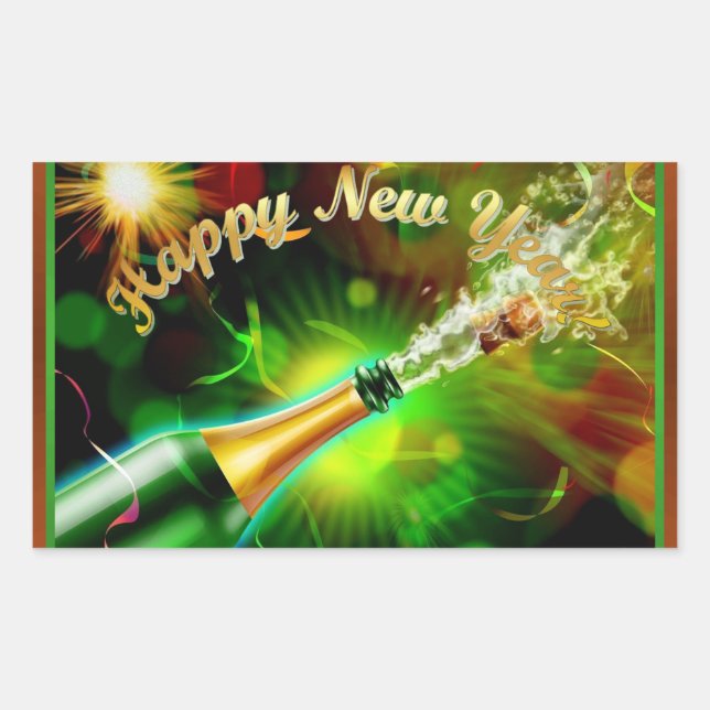 Adesivo Retangular Pop de Champanhe (Frente)