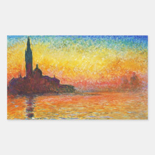 Adesivo Retangular Por do sol de Claude Monet na arte do
