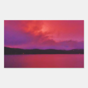 Adesivo Retangular pôr do sol roxo, rosa quente, no lago Arrohead