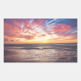 Adesivo Retangular Pôr do sol sobre praia e mar