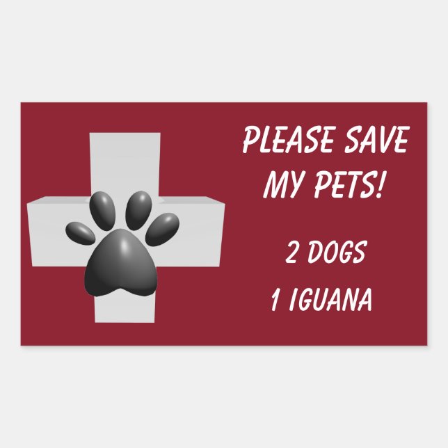 Adesivo Retangular Por Favor, Salve Meus Animais! (Frente)