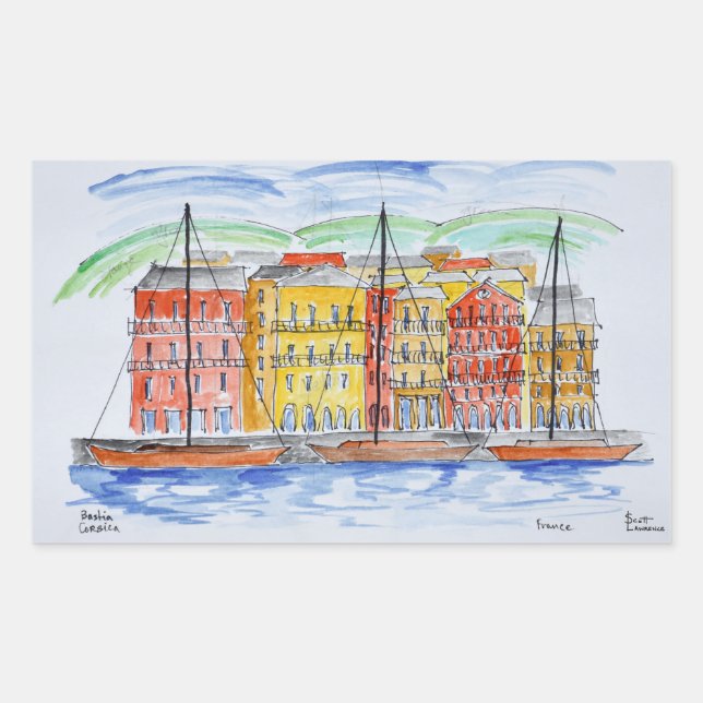Adesivo Retangular Porto, Bastia | Córsega, França (Frente)