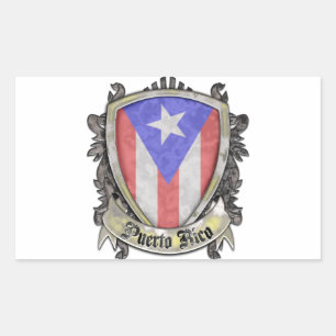 Adesivo Retangular Porto Rico Flag - Shield Crest