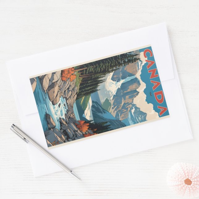 Adesivo Retangular Poster de viagens do Canadá (Envelope)