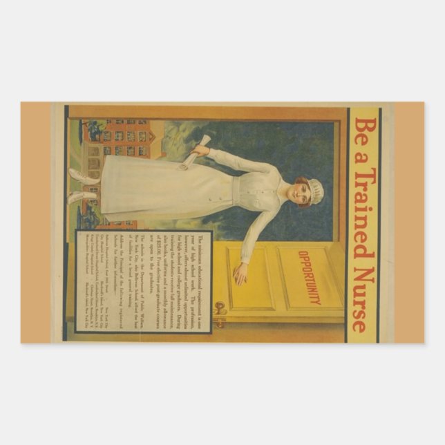 Adesivo Retangular poster WI 1917 Ser Uma Enfermeira Treinada (Frente)
