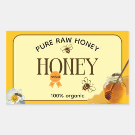 Adesivo Retangular Pote de Mel Abelha Mel Colmeia Apiário