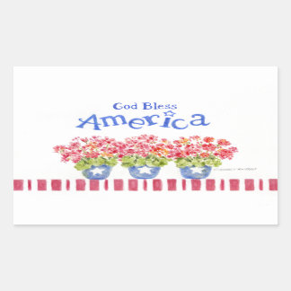 Adesivo Retangular Potes de flores do Deus abençoe America Stickers