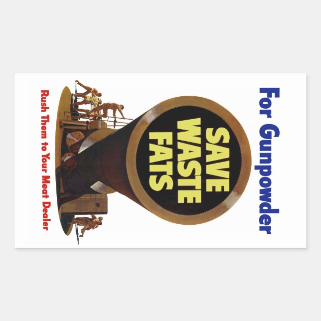 Adesivo Retangular Poupe Gorduras De Resíduos ~ Para pólvora (Frente)