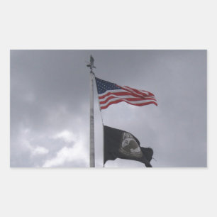Adesivo Retangular POW/MIA & bandeira americana
