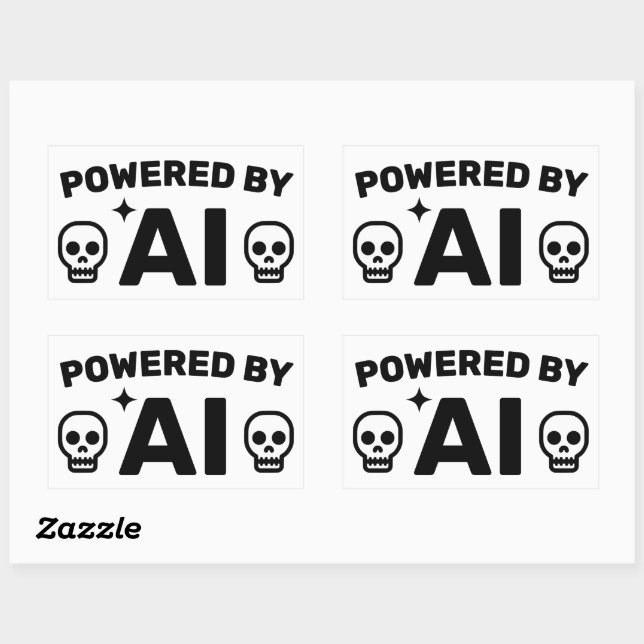 Adesivo Retangular Powered by AI™ Stickers (Folha)