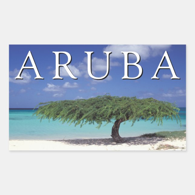 Adesivo Retangular Praia Eagle | Caribe, Aruba (Frente)