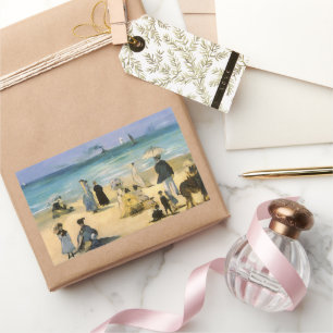 Adesivo Retangular Praia em Boulogne por Edouard Manet, Vintage Art