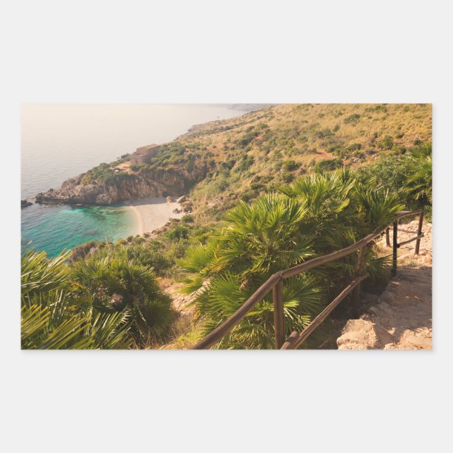 Adesivo Retangular praia isolada em Lo Zingaro, Sicília (Frente)