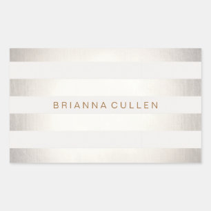 Adesivo Retangular Prata Na moda simples FAUX e tiras brancas