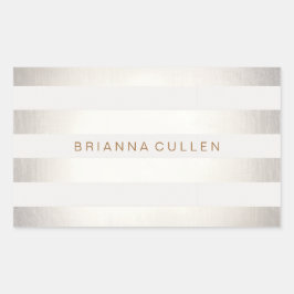 Adesivo Retangular Prata Na moda simples FAUX e tiras brancas