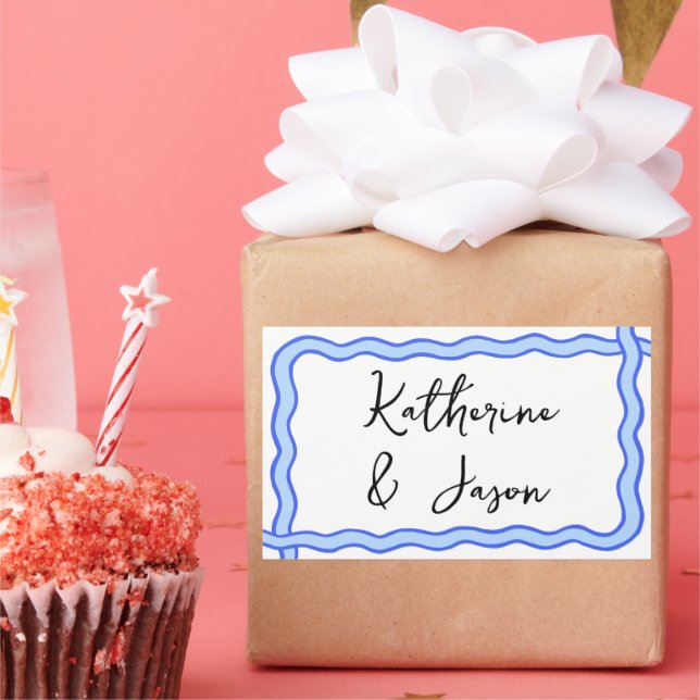 Adesivo Retangular Presente Caprichoso Ondulado Retro Grato  (Festa)