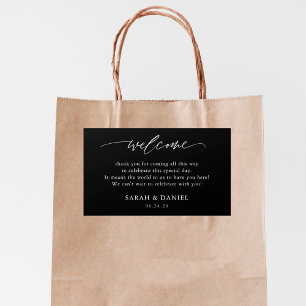 Adesivo Retangular Presente de boas-vindas do Casamento Negro Elegant