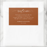 Adesivo Retangular Presente de Boas-vindas do Terracotta<br><div class="desc">Elegante Terracotta Wedding Dift Stickers</div>