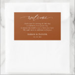 Adesivo Retangular Presente de Boas-vindas do Terracotta<br><div class="desc">Elegante Terracotta Wedding Dift Stickers</div>