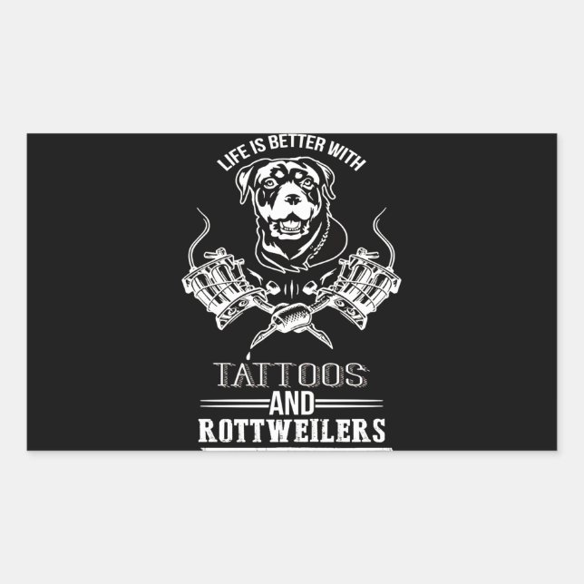 Adesivo Retangular Presente de cão | Tatuagens e rottweilers de melho (Frente)