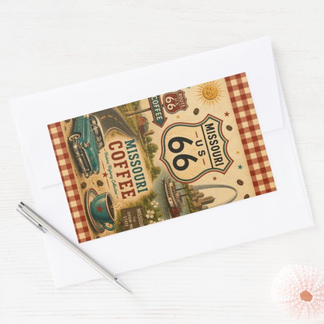 Adesivo Retangular Presente de decalque do Missouri Route 66 Coffee B (Envelope)