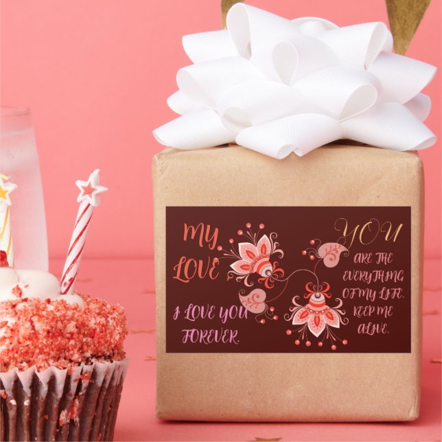 Adesivo Retangular PRESENTE DE dia de os namorados, ESPOSA, MARIDO (Festa)