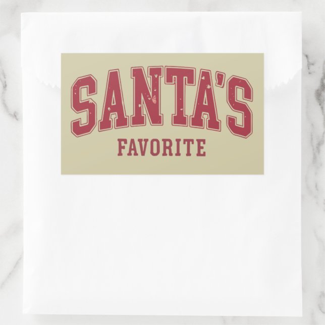Adesivo Retangular Presente de Natal Favorito do Papai Noel Engraçado (Bolsa)