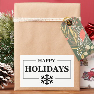 Adesivo Retangular Presente Personalizado de Natal Feliz Merry Xmas