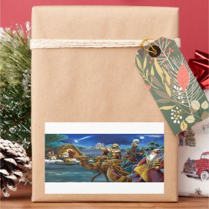 Adesivo Retangular Presépio com reis magos Férias de Natal  