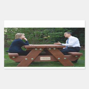 Adesivo Retangular Presidente Barack Obama e Hillary Clinton