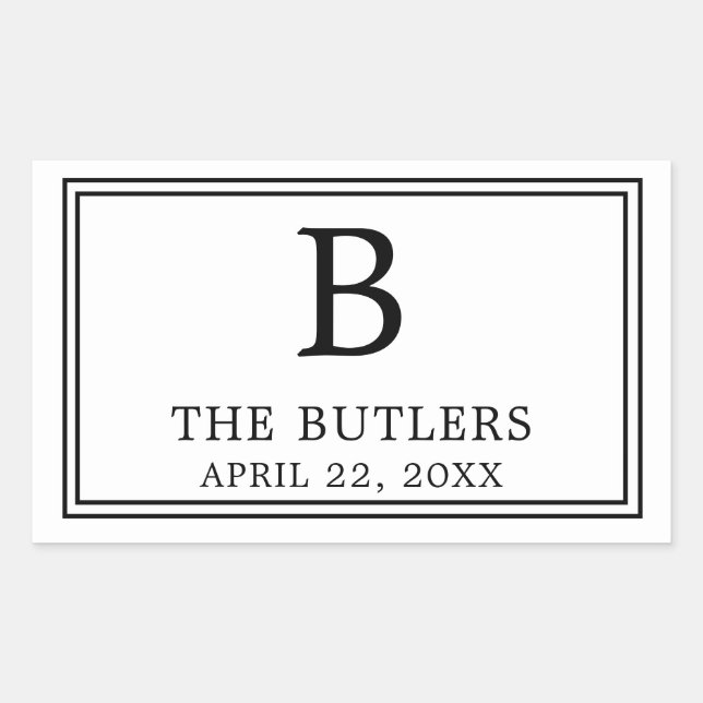 Adesivo Retangular Preto e Branco Moderno (Frente)