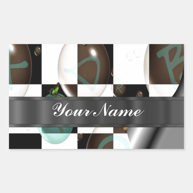 Adesivo Retangular Preto e branco moderno (Frente)