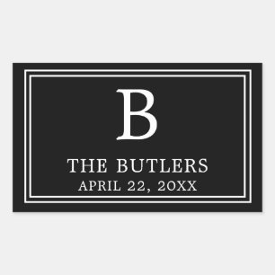 Adesivo Retangular Preto e Branco Moderno