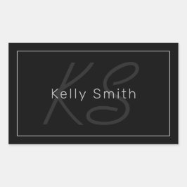 Adesivo Retangular Preto e Cinza modernos | Nome Legal e Monograma