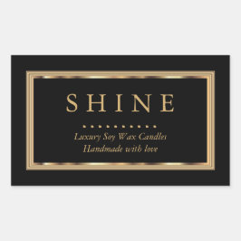 Adesivo Retangular Preto personalizado e Dourado