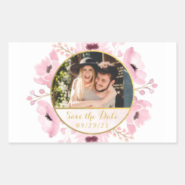 Adesivo Retangular Primavera Pinks Watercolor Floral Salve A Data