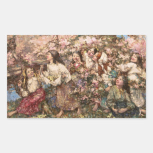 Adesivo Retangular Primavera Rounlate (por Edward Atkinson Hornel)