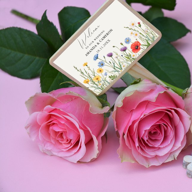 Adesivo Retangular Primavera Wild Flower Meadow Wedding (Criador carregado)