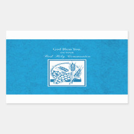 Adesivo Retangular Primeira Comunhão, Trigo, Uva Azul