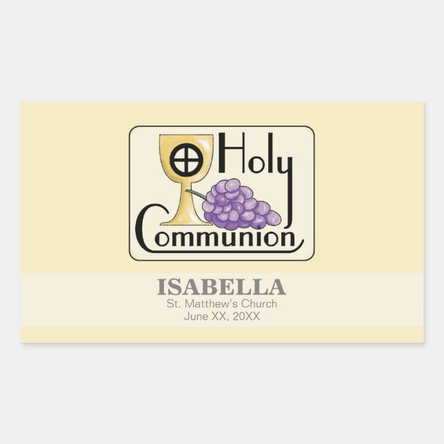Adesivo Retangular Primeiras Uvas e Taças Comunitárias, Personalizáve (Frente)