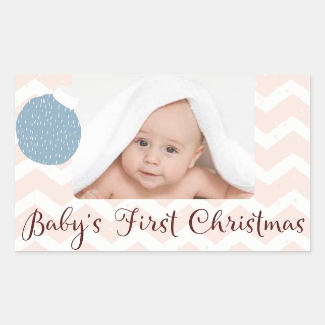 Adesivo Retangular Primeiro Natal do bebê com foto (Frente)